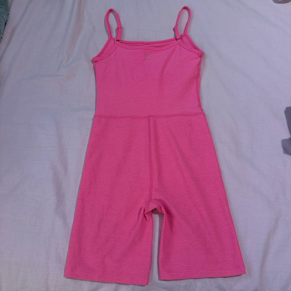 Beyond Yoga Spacedye Keep Pace Biker Jumpsuit in Neon Pink